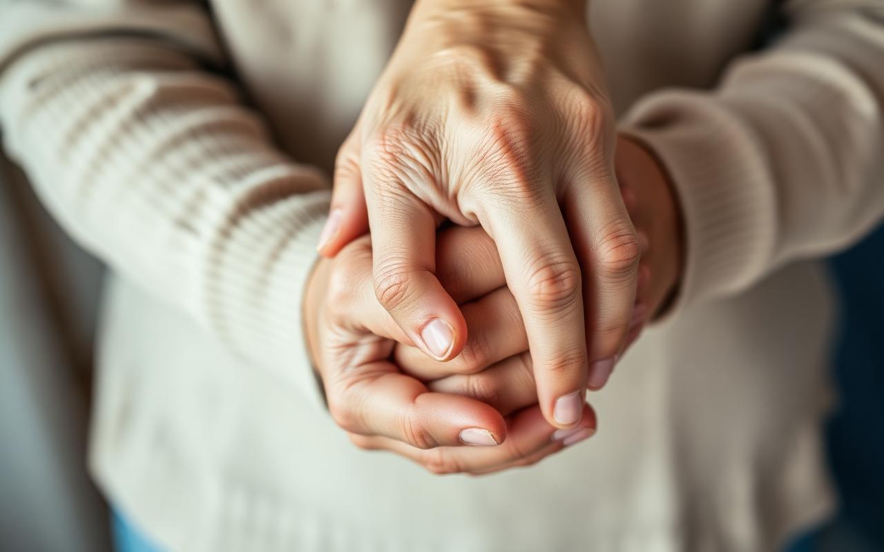 Mãos jovens segurando mãos de idoso com carinho